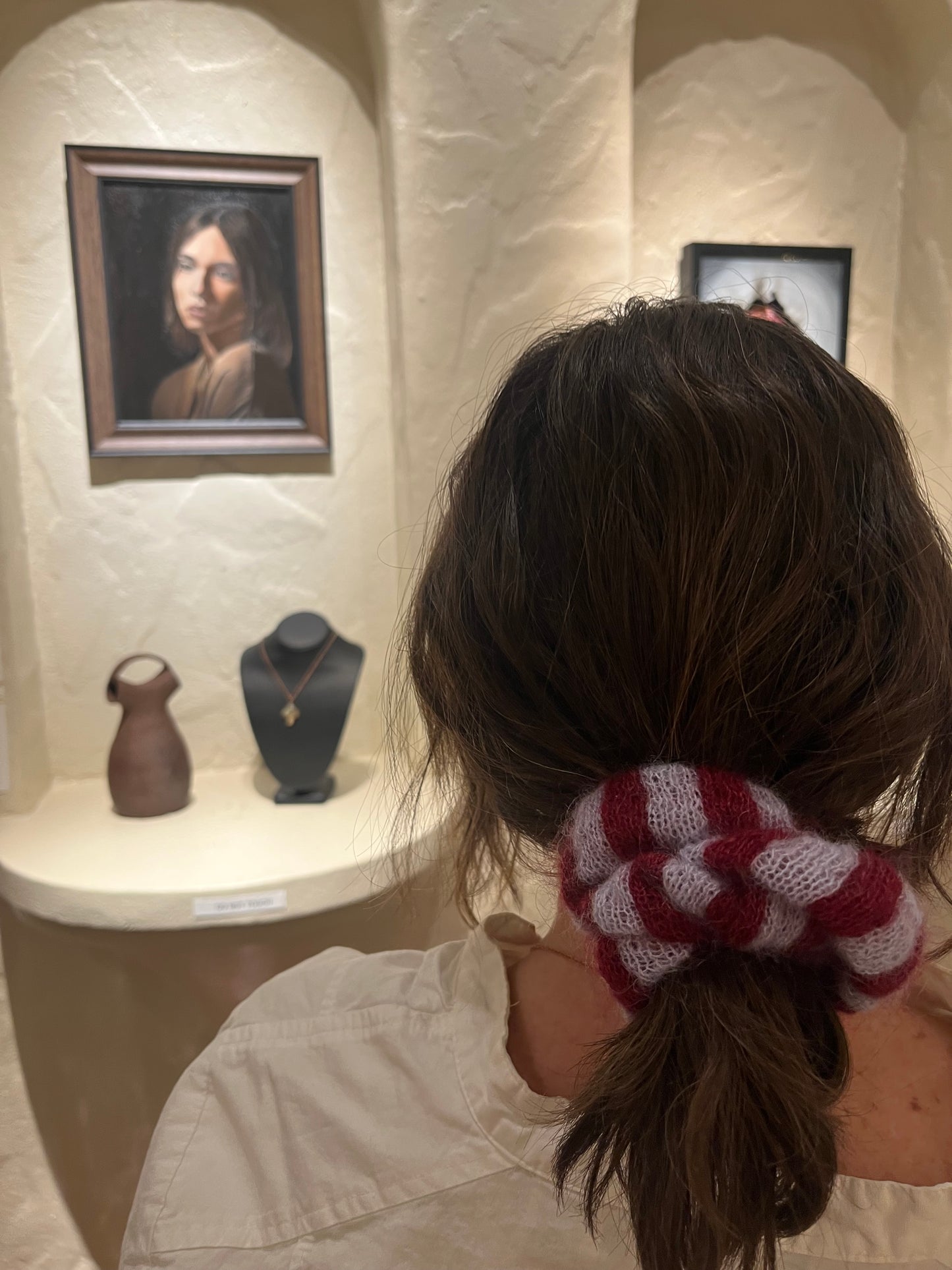 Striped mohair scrunchie