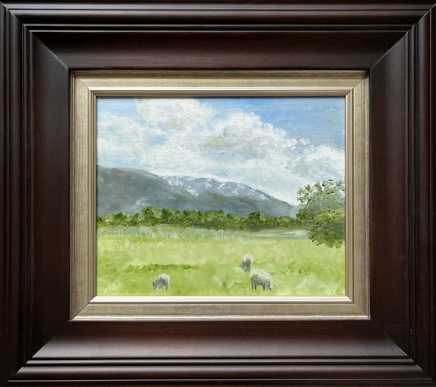 Original oil painting - spring city landscape