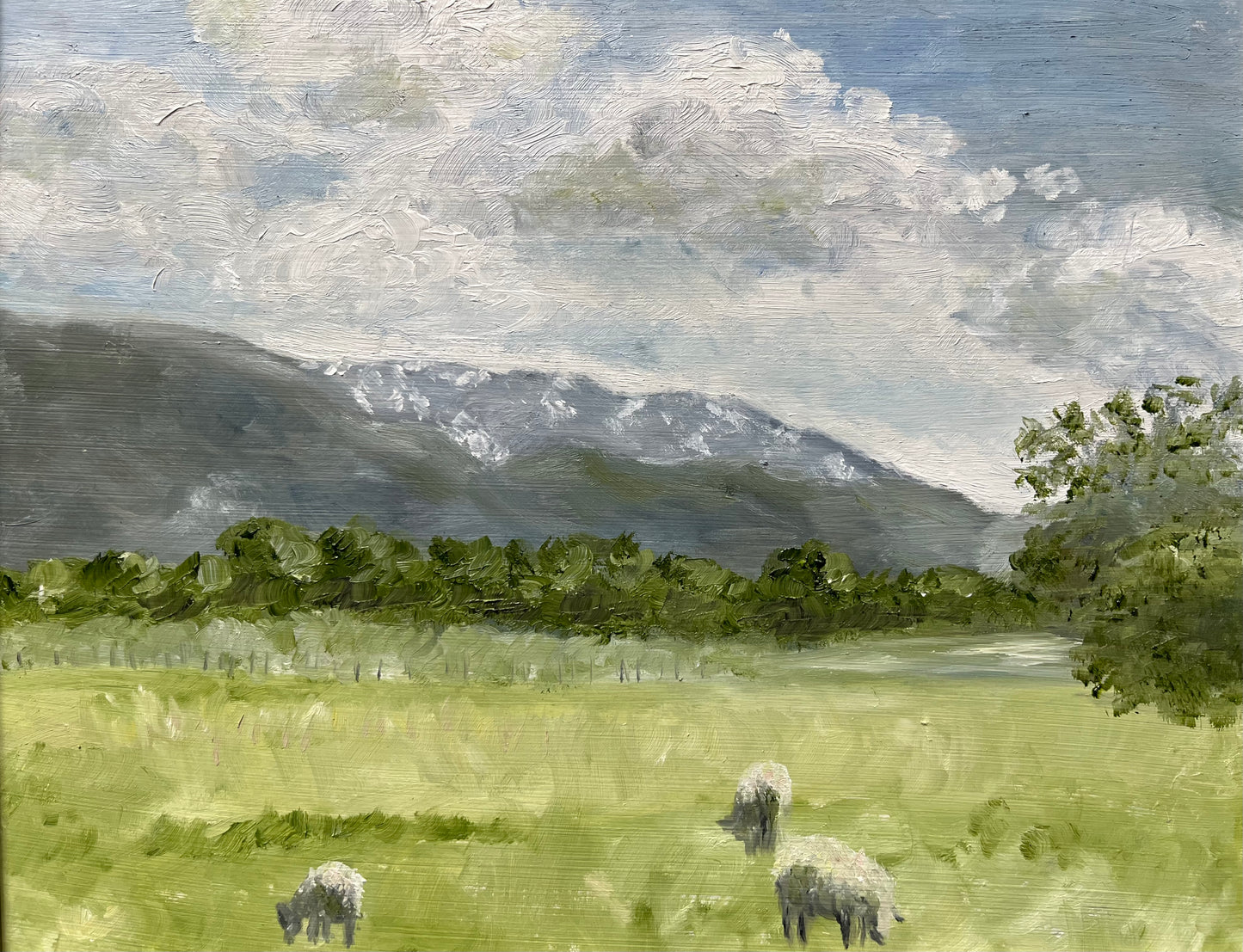 Original oil painting - spring city landscape