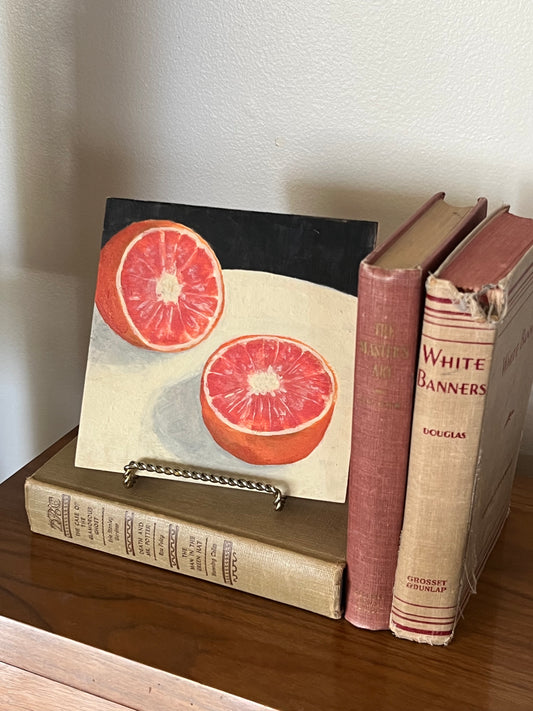 Grapefruit painting - acrylic on wood 6x6